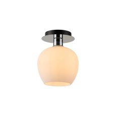 Lori 15cm Round Ceiling Flush, 1 Light Flush Fitting E27, Polished Chrome/Opal Wine Shades