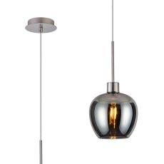 (KOOMS) Lori 1.7m Single Pendant, 1 Light Adjustable E27, Satin Nickel/Chrome Wine Shades