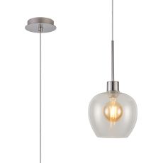 Lori 1.7m Single Pendant, 1 Light Adjustable E27, Satin Nickel/Clear Wine Shades