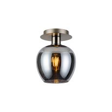 (KOOMS) Lori 15cm Round Ceiling Flush, 1 Light Flush Fitting E27, Satin Nickel/Chrome Wine Shades