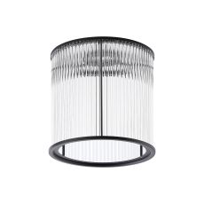 Brai Round 21 x 20cm Non-Electric Glass Rod Shade (B), Satin Black / Clear Glass Rods