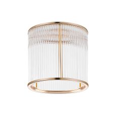 Brai Round 21 x 20cm Non-Electric Glass Rod Shade (B), French Gold / Clear Glass Rods