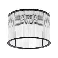 Brai Round 30 x 20cm Non-Electric Glass Rod Shade (C), Satin Black / Clear Glass Rods