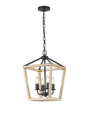 Vella Pendant, 4 Light E14, Wood Effect/Black