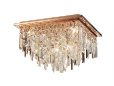 Maddison Ceiling Square 6 Light G9 Rose Gold/Crystal
