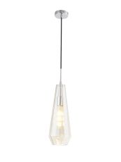 Markus 16cm Single Slim Cone Pendant 1 Light Polished Chrome/Cognac Glass