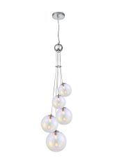 Parmingiano 48cm Cluster Pendant, 5 x G9, Polished Chrome/Iridescent