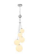 Parmingiano 48cm Cluster Pendant, 5 x G9, Polished Chrome/Opal