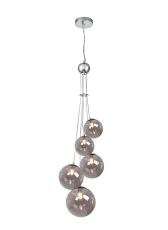 Parmingiano 48cm Cluster Pendant, 5 x G9, Polished Chrome/Smoke