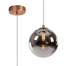 Parmingiano 18cm Single Pendant, 1 x G9, Antique Copper/Chrome