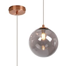Parmingiano 18cm Single Pendant, 1 x G9, Antique Copper/Smoke