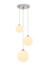 Parmingiano 31cm Round Pendant, 3 x G9, Polished Chrome/Opal