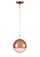 Miranda 25cm Ball Pendant 1 Light E27 Copper Suspension With Copper Mirrored/Clear Glass Globe
