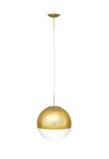 Miranda 25cm Ball Pendant 1 Light E27 Antique Gold Suspension with Gold Mirrored/Clear Glass Globe