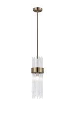 Mikka 12.5cm Single Pendant, 1 Light E14, IP44, Antique Brass/Clear