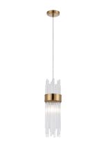 Mikka 12.5cm Single Pendant, 1 Light E14, IP44, Gold/Clear