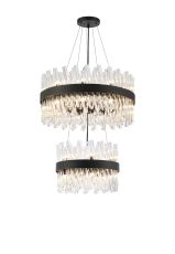 Modus 2 Tier 40cm + 60cm Pendant, 10 + 18 Light G9, Satin Black/Clear, Item Weight: 27kg