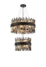 Modus 2 Tier 40cm + 60cm Pendant, 10 + 18 Light G9, Satin Black/Smoke, Item Weight: 27kg