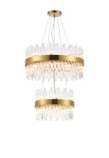 Modus 2 Tier 40cm + 60cm Pendant, 10 + 18 Light G9, Brass/Clear, Item Weight: 27kg