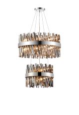 Modus 2 Tier 40cm + 60cm Pendant, 10 + 18 Light G9, Polished Nickel/Smoke, Item Weight: 27kg