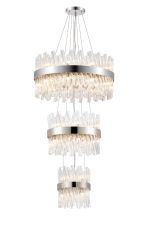 Modus 3 Tier 25cm + 40cm + 60cm Pendant, 6 + 10 + 18 Light G9, Polished Nickel/Clear, Item Weight: 34kg