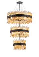 Modus 3 Tier 40cm + 60cm + 80cm Pendant, 10 + 18 + 24 Light G9, Satin Black/Amber, Item Weight: 50kg