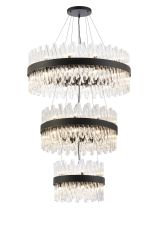 Modus 3 Tier 40cm + 60cm + 80cm Pendant, 10 + 18 + 24 Light G9, Satin Black/Clear, Item Weight: 50kg