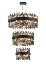 Modus 3 Tier 40cm + 60cm + 80cm Pendant, 10 + 18 + 24 Light G9, Satin Black/Smoke, Item Weight: 50kg