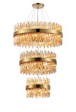 Modus 3 Tier 40cm + 60cm + 80cm Pendant, 10 + 18 + 24 Light G9, Brass/Amber, Item Weight: 50kg