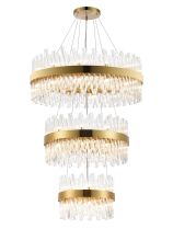 Modus 3 Tier 40cm + 60cm + 80cm Pendant, 10 + 18 + 24 Light G9, Brass/Clear, Item Weight: 50kg