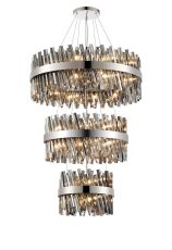 Modus 3 Tier 40cm + 60cm + 80cm Pendant, 10 + 18 + 24 Light G9, Polished Nickel/Smoke, Item Weight: 50kg