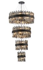 Modus 4 Tier 25cm + 40cm + 60cm + 80cm Pendant, 6 + 10 + 18 + 24 Light G9, Satin Black/Smoke, Item Weight: 56kg