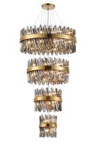 Modus 4 Tier 25cm + 40cm + 60cm + 80cm Pendant, 6 + 10 + 18 + 24 Light G9, Brass/Smoke, Item Weight: 56kg