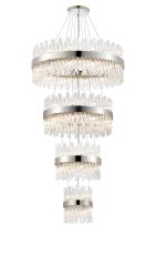 Modus 4 Tier 25cm + 40cm + 60cm + 80cm Pendant, 6 + 10 + 18 + 24 Light G9, Polished Nickel/Clear, Item Weight: 56kg