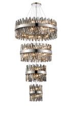 Modus 4 Tier 25cm + 40cm + 60cm + 80cm Pendant, 6 + 10 + 18 + 24 Light G9, Polished Nickel/Smoke, Item Weight: 56kg