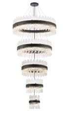 Modus 5 Tier 25cm + 40cm + 60cm + 80cm + 1m Pendant, 6 + 10 + 18 + 24 + 32 Light G9, Satin Black/Clear, Item Weight: 86kg