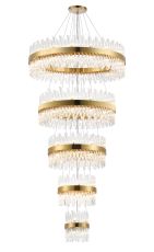 Modus 5 Tier 25cm + 40cm + 60cm + 80cm + 1m Pendant, 6 + 10 + 18 + 24 + 32 Light G9, Brass/Clear, Item Weight: 86kg