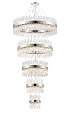 Modus 5 Tier 25cm + 40cm + 60cm + 80cm + 1m Pendant, 6 + 10 + 18 + 24 + 32 Light G9, Polished Nickel/Clear, Item Weight: 86kg