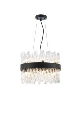 Modus 40cm 10 Light G9, Pendant Round, Satin Black / Clear