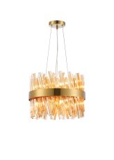 Modus 40cm 10 Light G9, Pendant Round, Brass / Amber