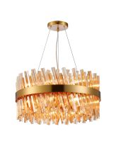 Modus 60cm 18 Light G9, Pendant Round, Brass / Amber Item Weight: 16.81kg