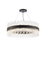 Modus 80cm 24 Light G9, Pendant Round, Satin Black / Clear Item Weight: 23.13kg