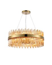 Modus 80cm 24 Light G9, Pendant Round, Brass / Amber Item Weight: 23.13kg