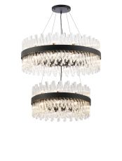 Modus 2 Tier 60cm + 80cm Pendant, 18 + 24 Light G9, Satin Black/Clear Item Weight: 41kg