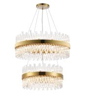 Modus 2 Tier 60cm + 80cm Pendant, 18 + 24 Light G9, Brass/Clear Item Weight: 41kg
