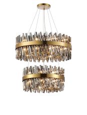 Modus 2 Tier 60cm + 80cm Pendant, 18 + 24 Light G9, Brass/Smoke Item Weight: 41kg