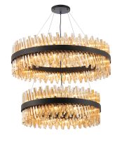Modus 2 Tier 80cm + 1m Pendant, 24 + 32 Light G9, Satin Black/Amber Item Weight: 53kg