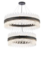 Modus 2 Tier 80cm + 1m Pendant, 24 + 32 Light G9, Satin Black/Clear Item Weight: 53kg