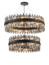 Modus 2 Tier 80cm + 1m Pendant, 24 + 32 Light G9, Satin Black/Smoke Item Weight: 53kg