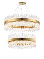 Modus 2 Tier 80cm + 1m Pendant, 24 + 32 Light G9, Brass/Clear Item Weight: 53kg